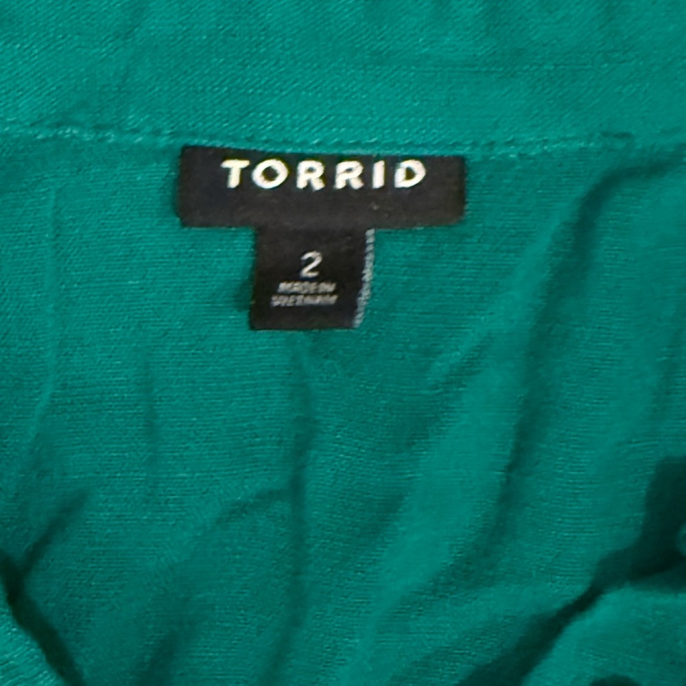 Torrid Size 2 Emerald Green Shirt Dress Midi Button Front Tie Waist  Plus  18 20 - Picture 5 of 7